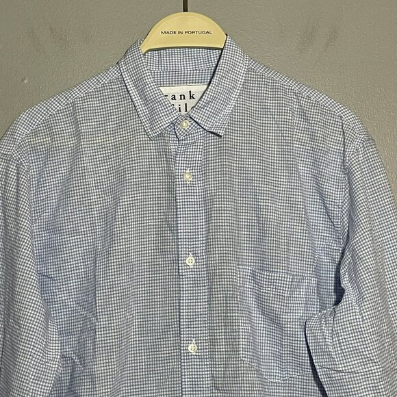 Frank Eileen Luke Button Dress Shirt Men Size S Check Preppy Workwear Modern Top - Picture 3 of 11